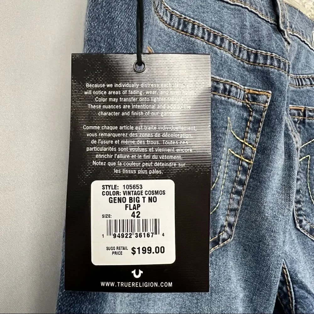 True Religion Geno Relaxed Slim Big T No Flap Jeans NWT